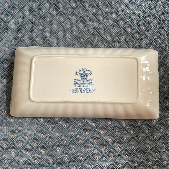 Vintage Mason's Patent Ironstone Blue and White "Fruit Basket" Small Tray - Picture 2 of 12